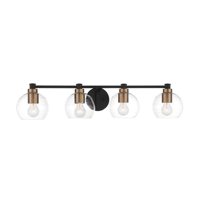 Minka Lavery Keyport 4-Light Bathroom Vanity Light in Sand Coal With Natural Brushed Br Minka Lavery Keyport 4-Light Bathroom Vanity Light in Sand Coal With Natural Brushed Br