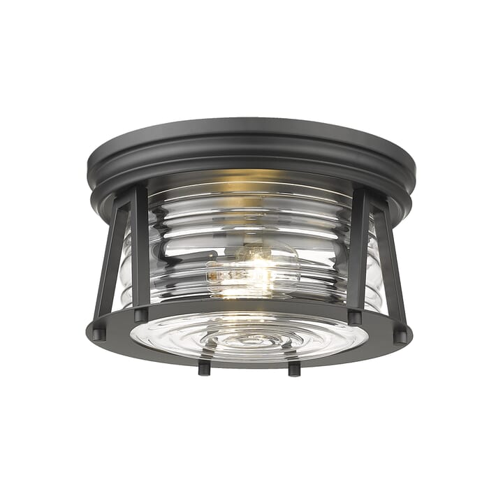 Z-Lite Cape Harbor 2-Light Flush Mount Ceiling Light In Matte Black Z-Lite Cape Harbor 2-Light Flush Mount Ceiling Light In Matte Black