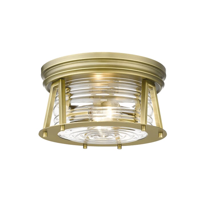 Z-Lite Cape Harbor 2-Light Flush Mount Ceiling Light In Rubbed Brass Z-Lite Cape Harbor 2-Light Flush Mount Ceiling Light In Rubbed Brass