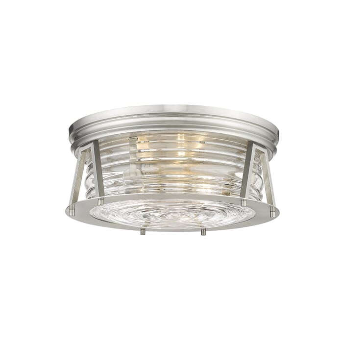 Z-Lite Cape Harbor 3-Light Flush Mount Ceiling Light In Brushed Nickel Z-Lite Cape Harbor 3-Light Flush Mount Ceiling Light In Brushed Nickel