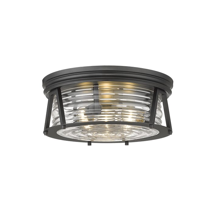 Z-Lite Cape Harbor 3-Light Flush Mount Ceiling Light In Matte Black Z-Lite Cape Harbor 3-Light Flush Mount Ceiling Light In Matte Black