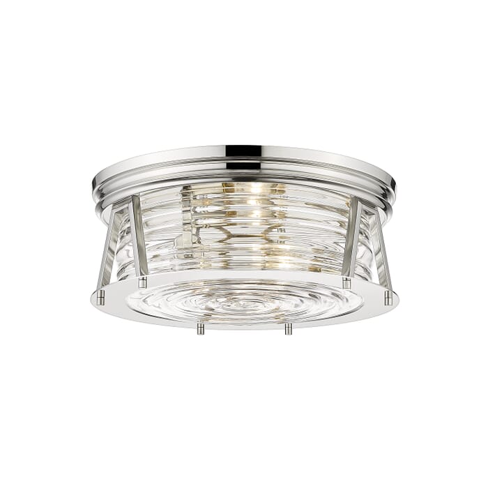 Z-Lite Cape Harbor 3-Light Flush Mount Ceiling Light In Polished Nickel Z-Lite Cape Harbor 3-Light Flush Mount Ceiling Light In Polished Nickel