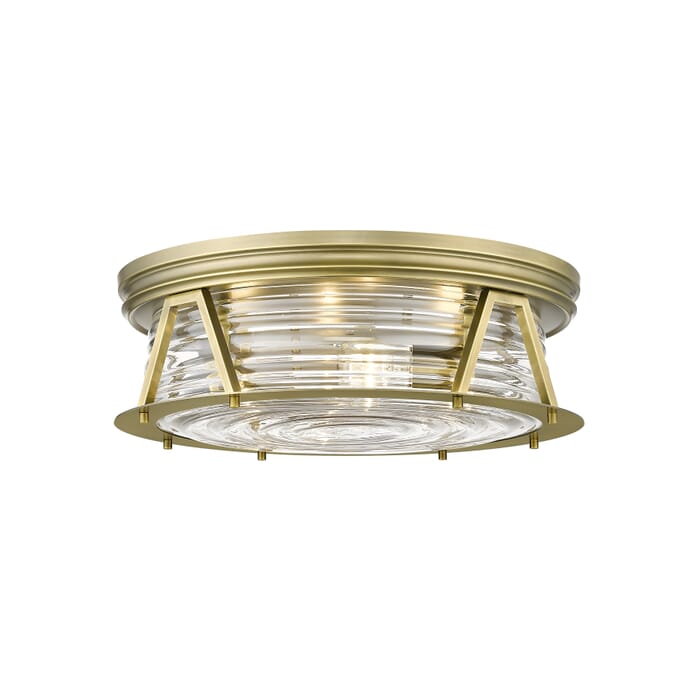 Z-Lite Cape Harbor 4-Light Flush Mount Ceiling Light In Rubbed Brass Z-Lite Cape Harbor 4-Light Flush Mount Ceiling Light In Rubbed Brass