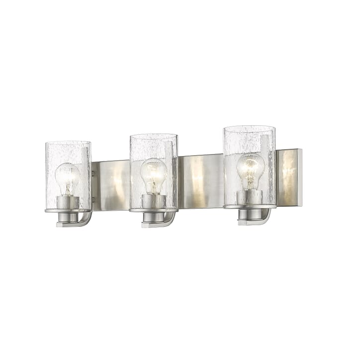 Z-Lite Beckett 3-Light Bathroom Vanity Light In Brushed Nickel Z-Lite Beckett 3-Light Bathroom Vanity Light In Brushed Nickel