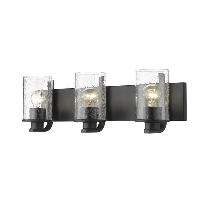 Z-Lite Beckett 3-Light Bathroom Vanity Light In Matte Black Z-Lite Beckett 3-Light Bathroom Vanity Light In Matte Black