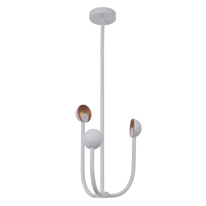 Craftmade Foundry 3-Light Modern Chandelier in Matte White with Gold Leaf Craftmade Foundry 3-Light Modern Chandelier in Matte White with Gold Leaf