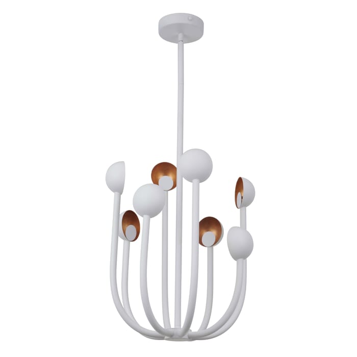 Craftmade Foundry 8-Light Modern Chandelier in Matte White with Gold Leaf Craftmade Foundry 8-Light Modern Chandelier in Matte White with Gold Leaf