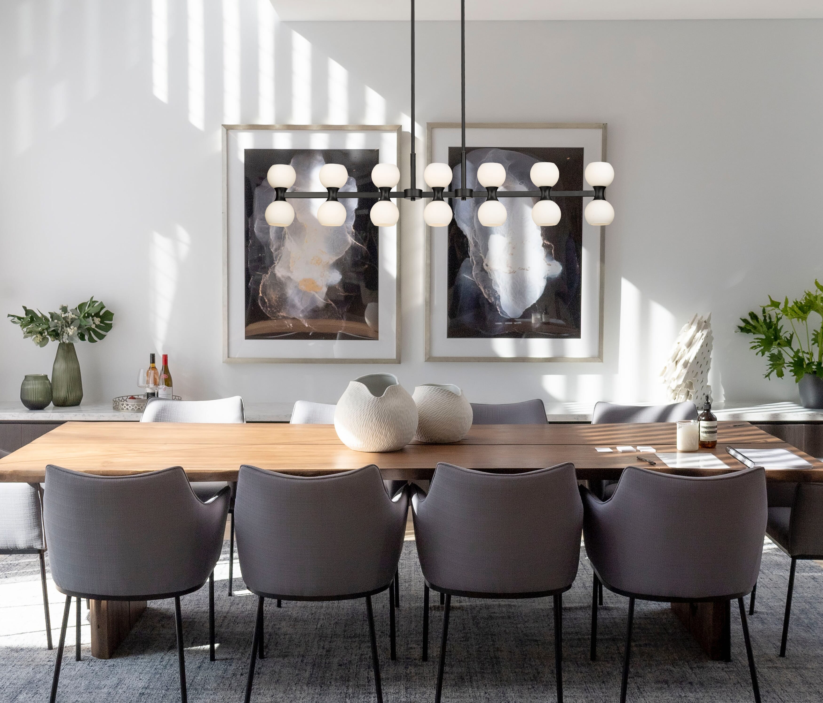 Artemis 14-Light Linear Pendant in Matte Black