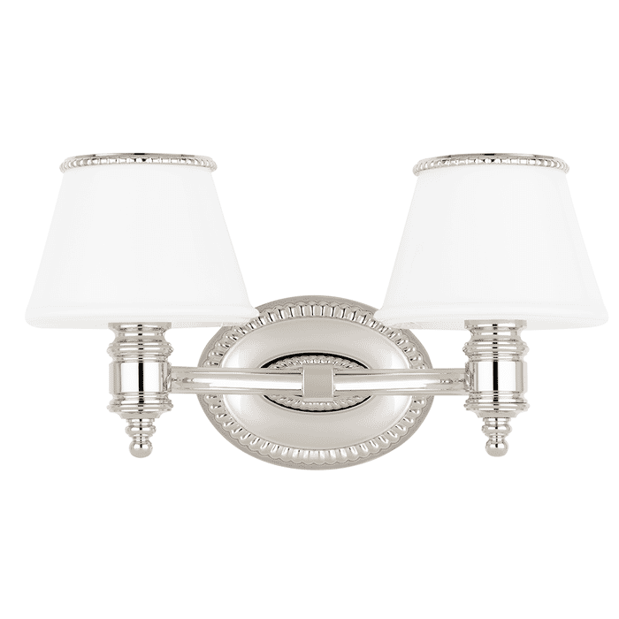 Hudson Valley Richmond 2-Light Bathroom Vanity Light in Polished Nickel Hudson Valley Richmond 2-Light Bathroom Vanity Light in Polished Nickel
