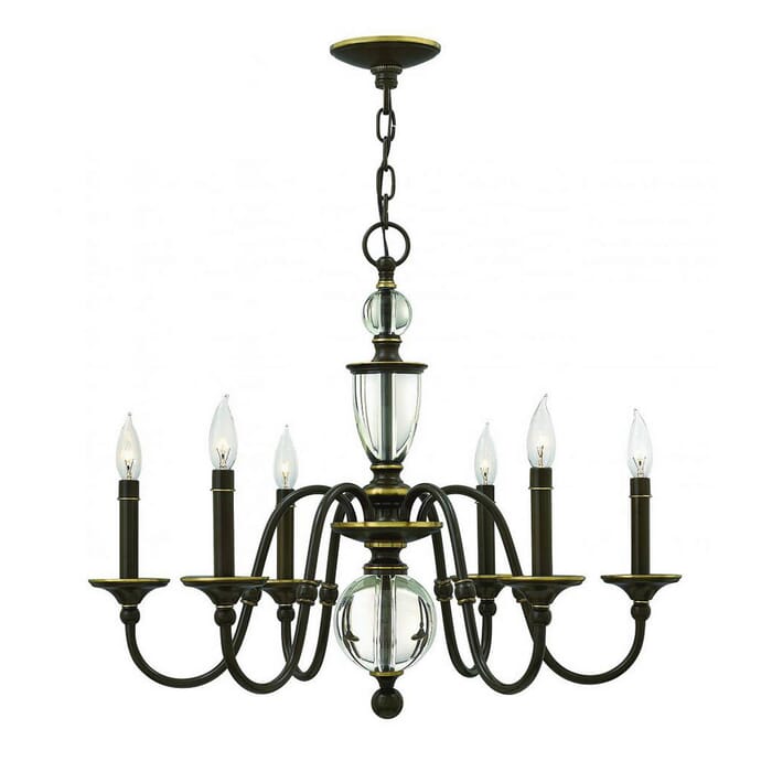 Hinkley Eleanor 6-Light Single Tier Chandelier in Light Oiled Bronze Hinkley Eleanor 6-Light Single Tier Chandelier in Light Oiled Bronze