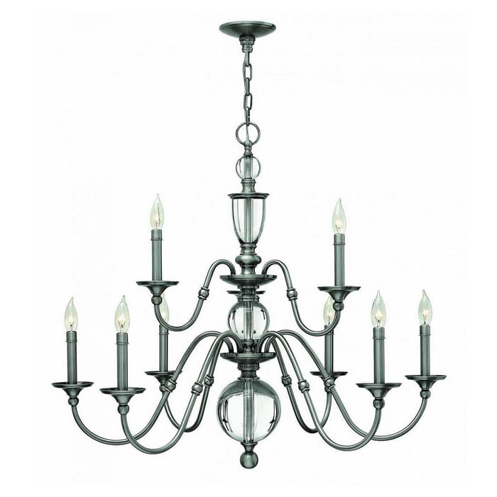 Hinkley Eleanor 9-Light Two Tier Chandelier in Polished Antique Nickel Hinkley Eleanor 9-Light Two Tier Chandelier in Polished Antique Nickel