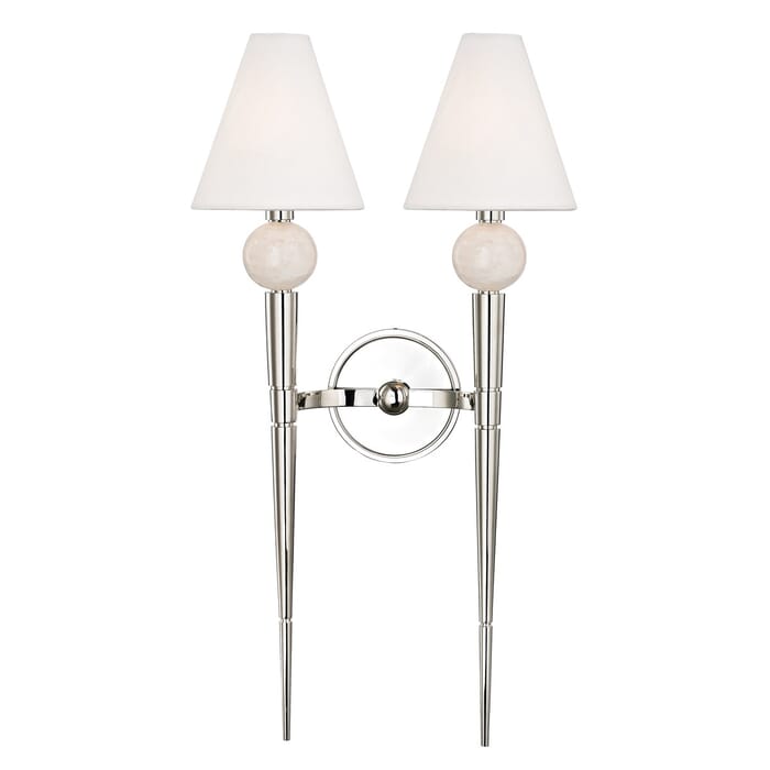 Hudson Valley Vanessa by Corey Damen Jenkins 2-Light Wall Sconce in Polished Nickel Hudson Valley Vanessa by Corey Damen Jenkins 2-Light Wall Sconce in Polished Nickel