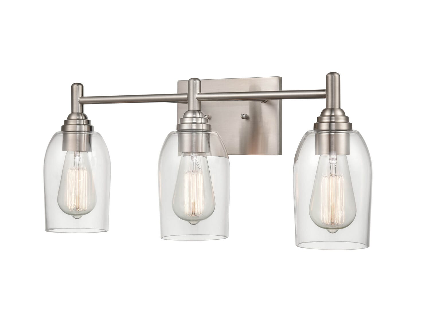 Brushed Nickel Three Light Vanity from the Arlett Collection