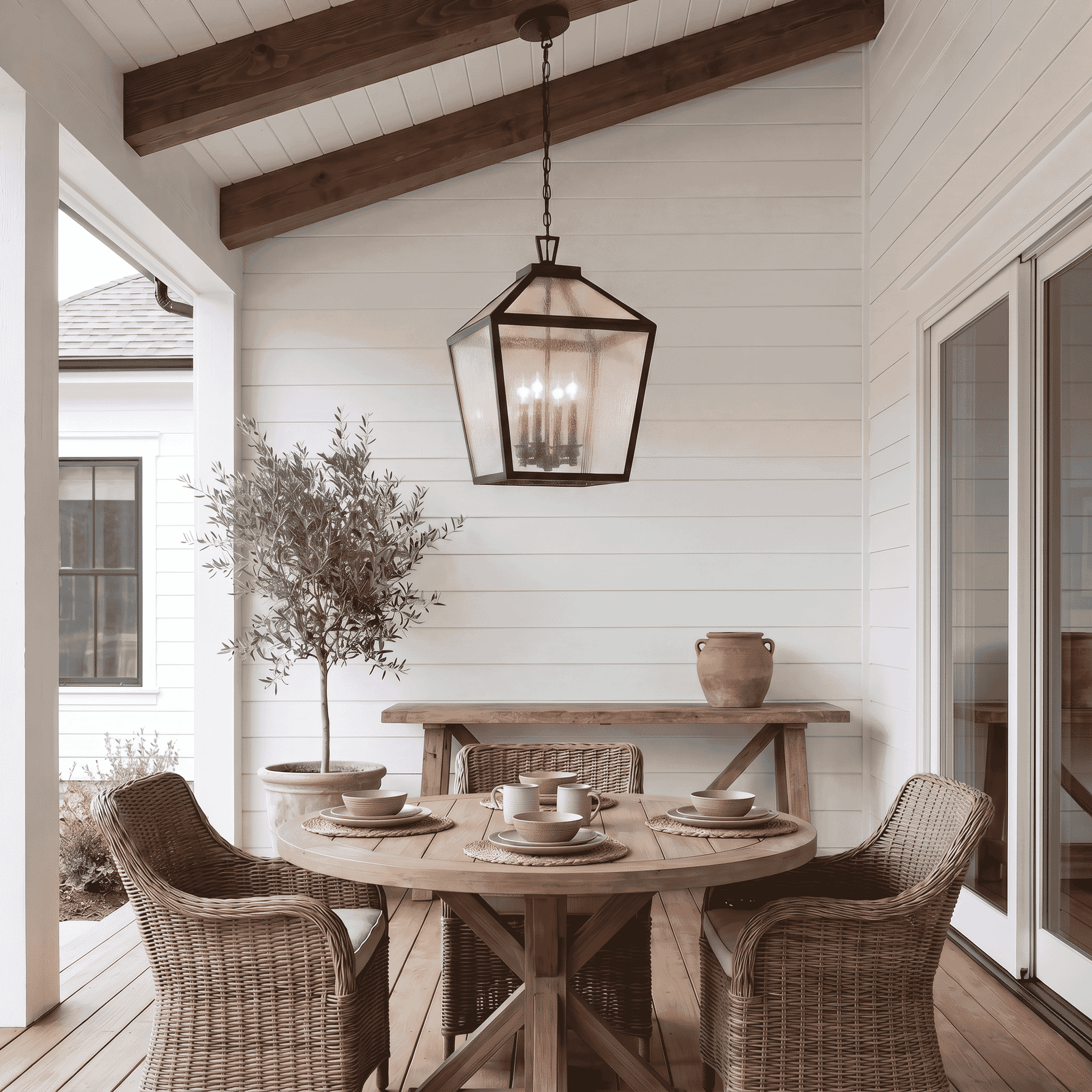 Woodstock 4-Light Outdoor Hanging Lantern in Black