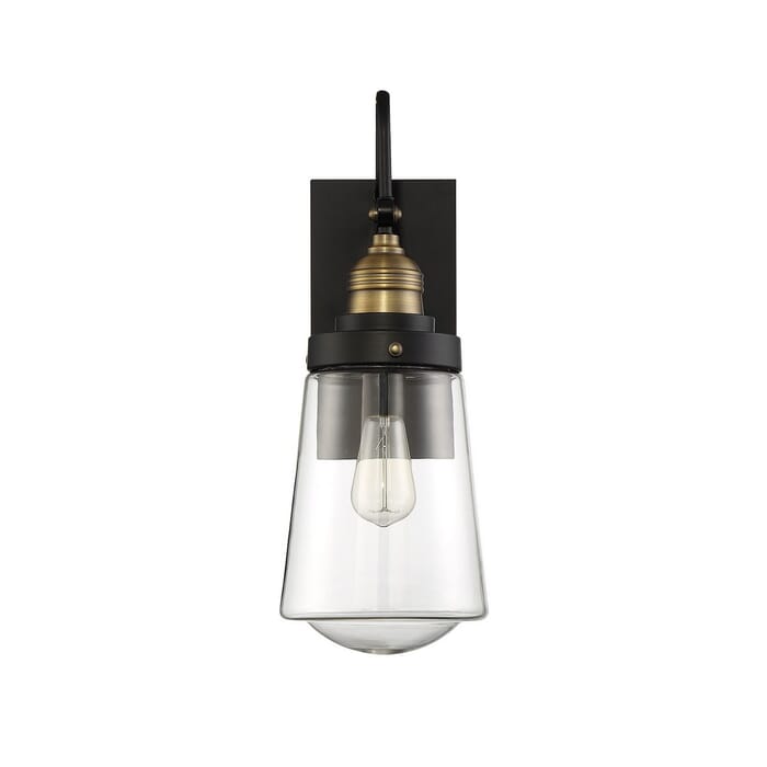 Savoy House Macauley 1-Light Outdoor Wall Lantern in Vintage Black with Warm Brass Savoy House Macauley 1-Light Outdoor Wall Lantern in Vintage Black with Warm Brass