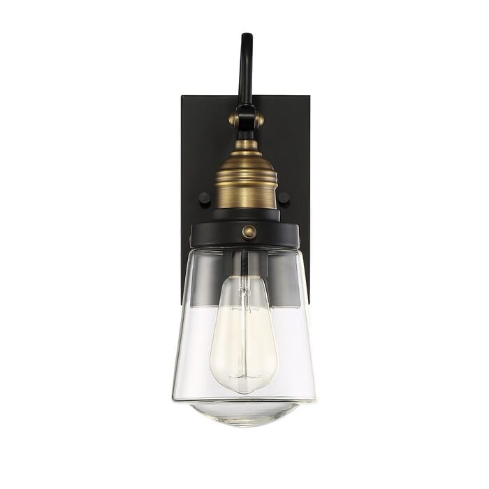 Savoy House Macauley 1-Light Outdoor Wall Lantern in Vintage Black with Warm Brass Savoy House Macauley 1-Light Outdoor Wall Lantern in Vintage Black with Warm Brass