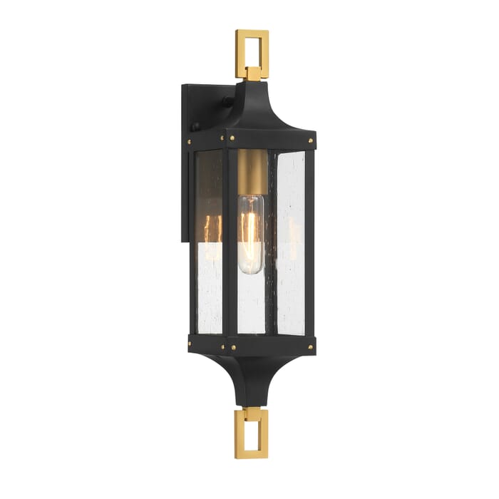 Glendale 1-Light Outdoor Wall Lantern in Matte Black and Weathered Brushed Brass Glendale 1-Light Outdoor Wall Lantern in Matte Black and Weathered Brushed Brass