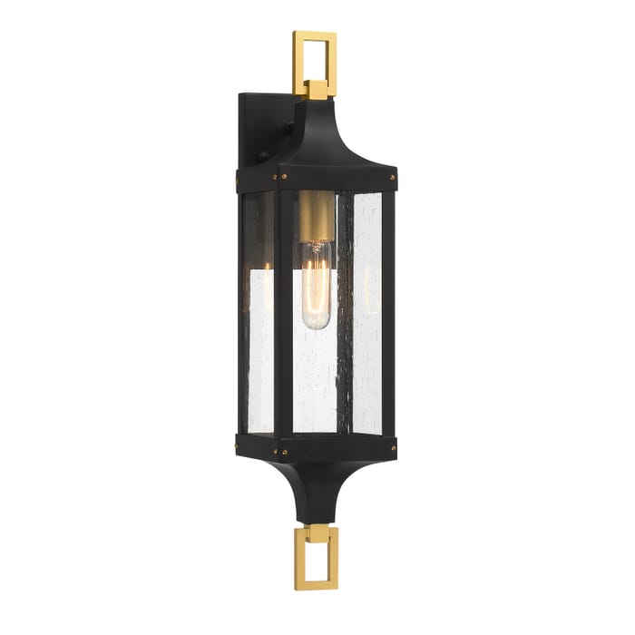 Glendale 1-Light Outdoor Wall Lantern in Matte Black and Weathered Brushed Brass Glendale 1-Light Outdoor Wall Lantern in Matte Black and Weathered Brushed Brass