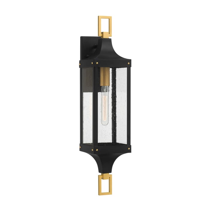 Glendale 1-Light Outdoor Wall Lantern in Matte Black and Weathered Brushed Brass Glendale 1-Light Outdoor Wall Lantern in Matte Black and Weathered Brushed Brass