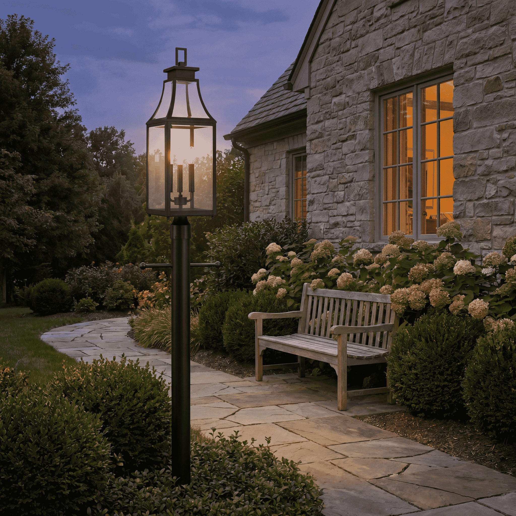 Emery 3-Light Outdoor Post Lantern in Matte Black