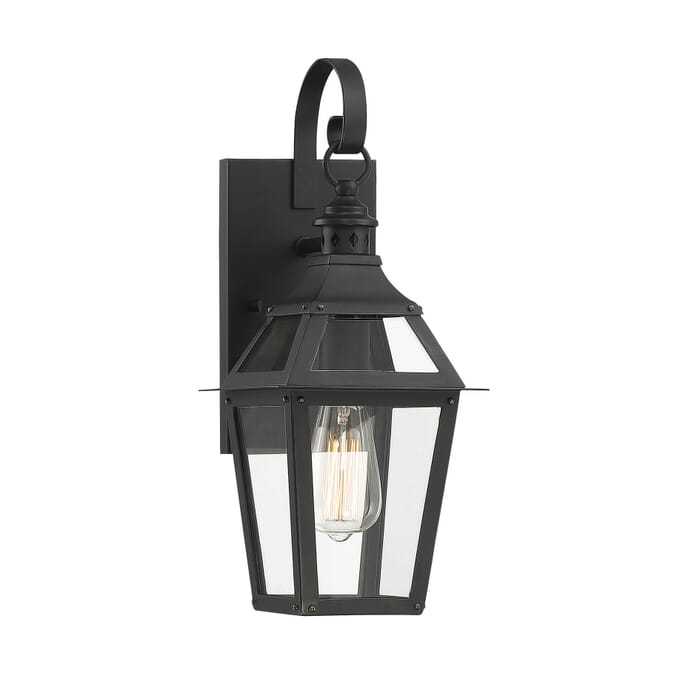 Savoy House Jackson 1-Light Outdoor Wall Lantern in Matte Black with Gold Highlights Savoy House Jackson 1-Light Outdoor Wall Lantern in Matte Black with Gold Highlights