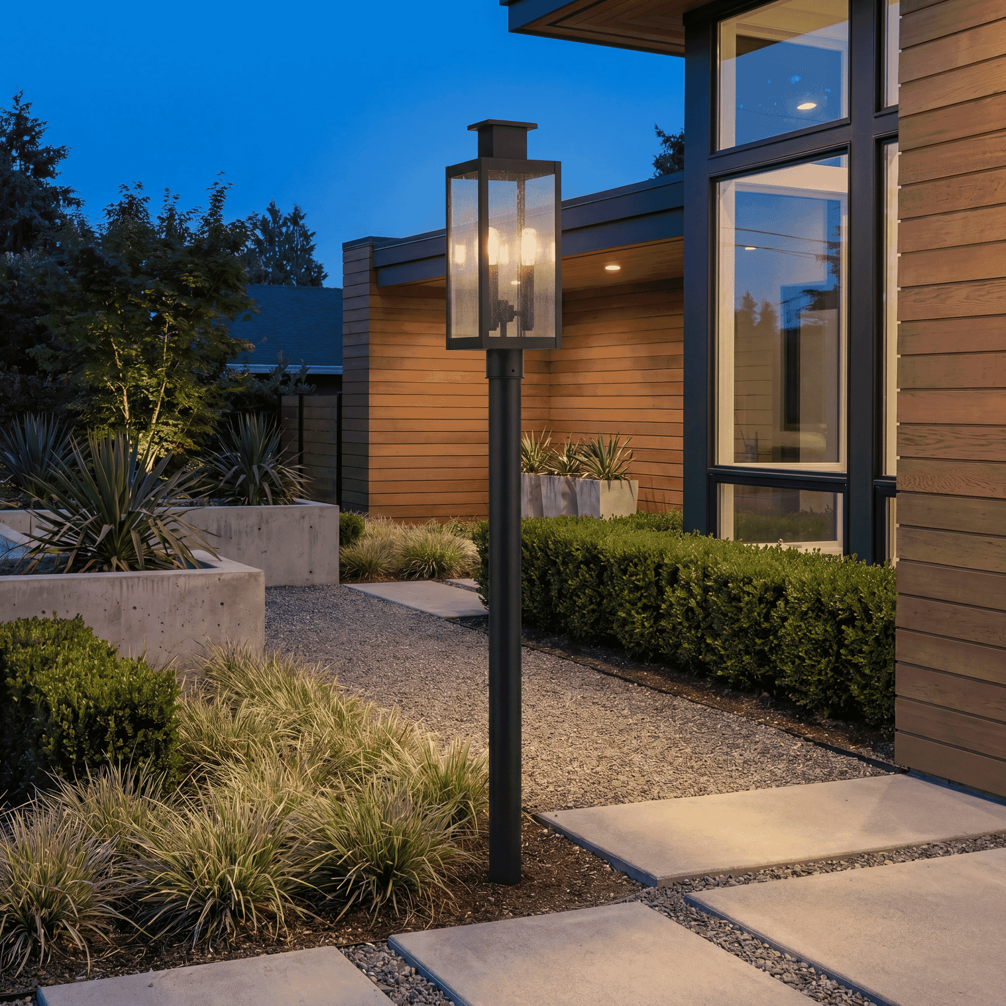Ascott 3-Light Outdoor Post Lantern in Matte Black