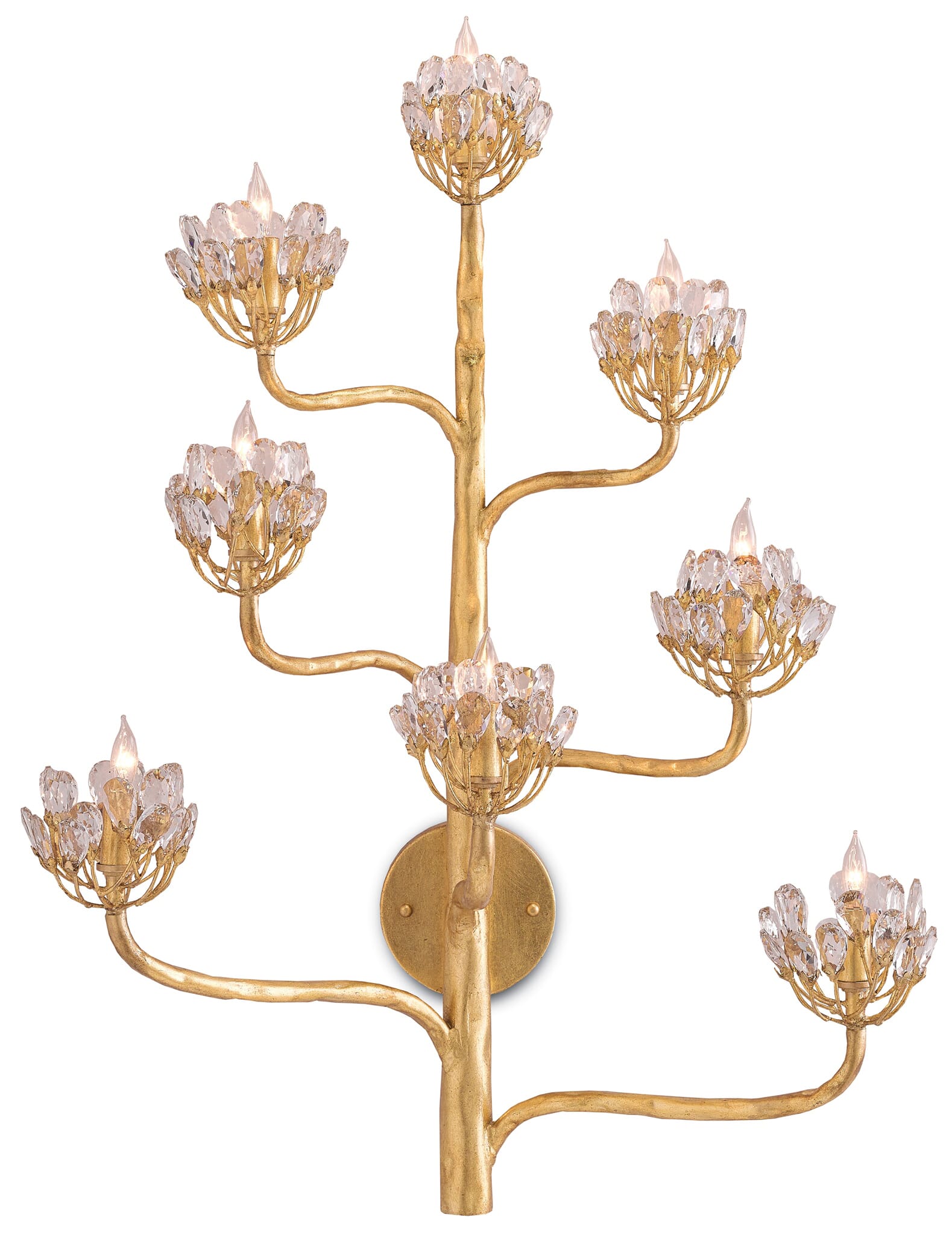 8-Light 32" Agave Americana Gold Wall Sconce in Dark Contemporary Gold Leaf