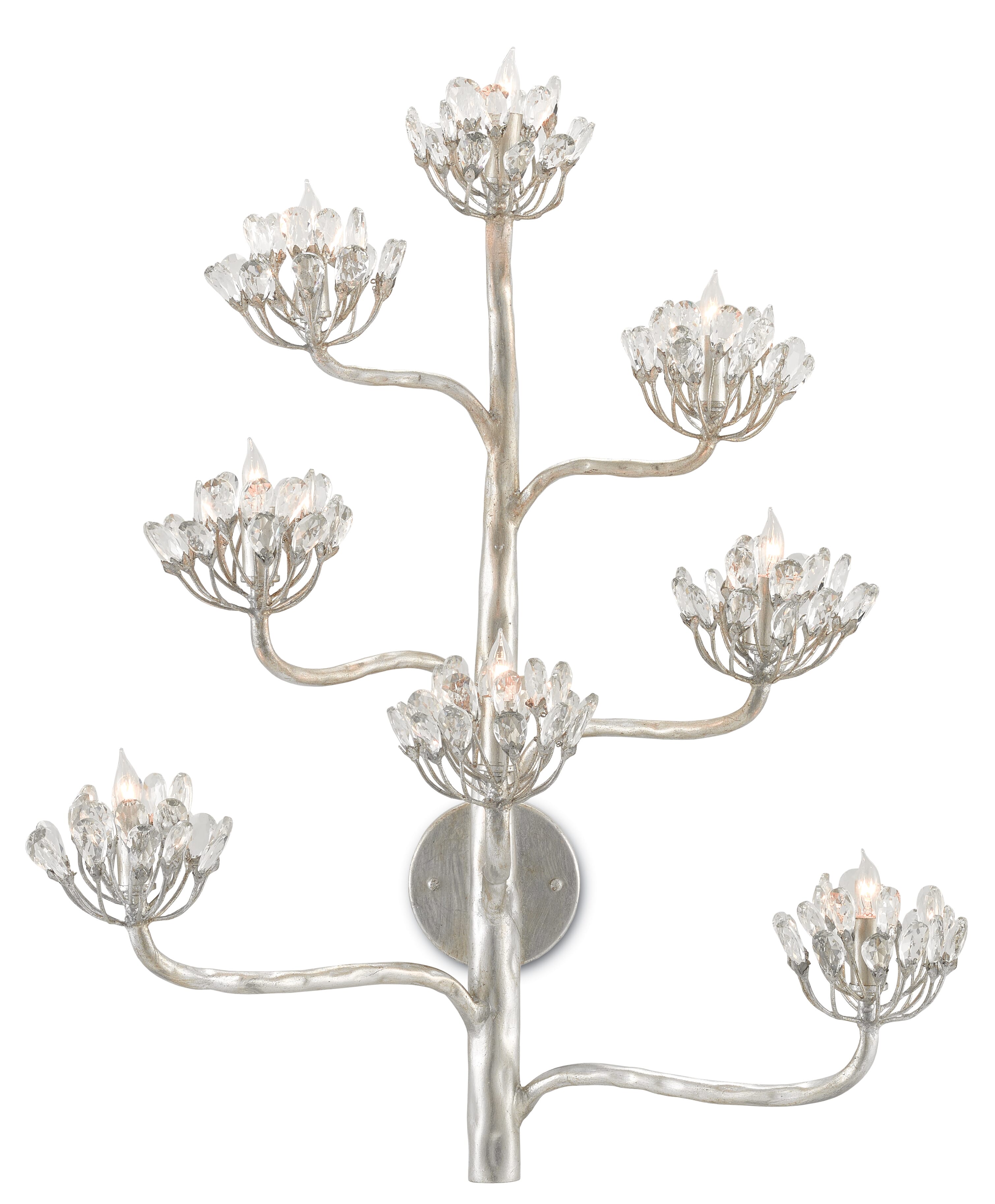 8-Light 32" Agave Americana Silver Wall Sconce in Contemporary Silver Leaf