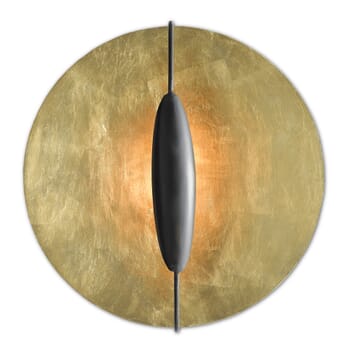 Currey & Company 31" Pinders Wall Sconce in Contemporary Gold Leaf, Painted Contemporary Gold and French Black