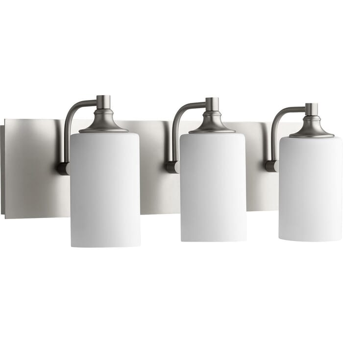Quorum Celeste 3-Light 8" Bathroom Vanity Light in Satin Nickel Quorum Celeste 3-Light 8" Bathroom Vanity Light in Satin Nickel