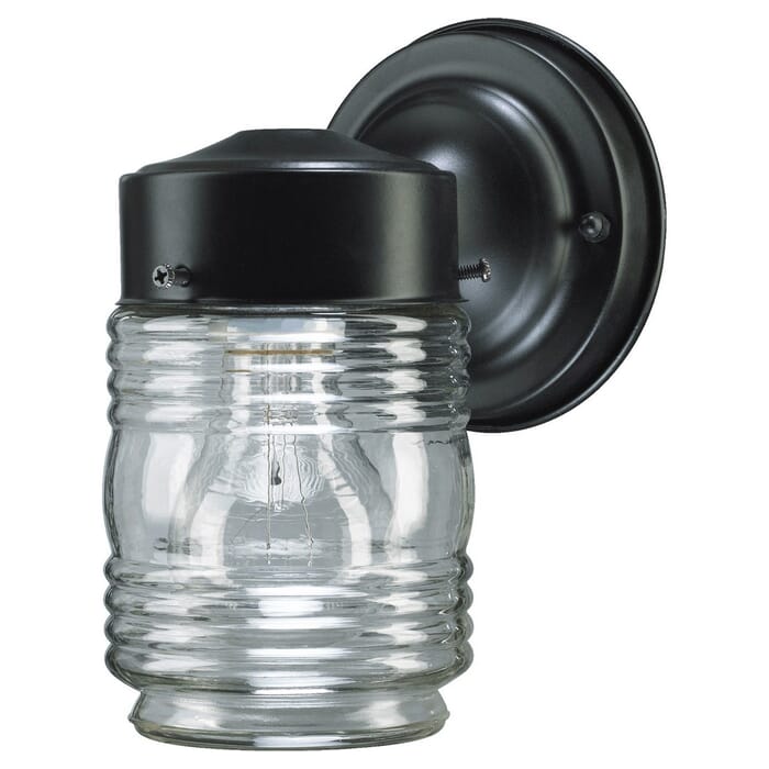 Quorum Jelly Jar Outdoor Wall Light in Black Quorum Jelly Jar Outdoor Wall Light in Black