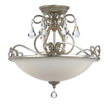 Crystorama Ashton 3-Light 17" Ceiling Light in Olde Silver with Hand Cut Crystal Crystals