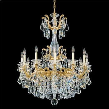 Schonbek La Scala 12-Light Chandelier in Heirloom Gold with Clear Heritage Crystals