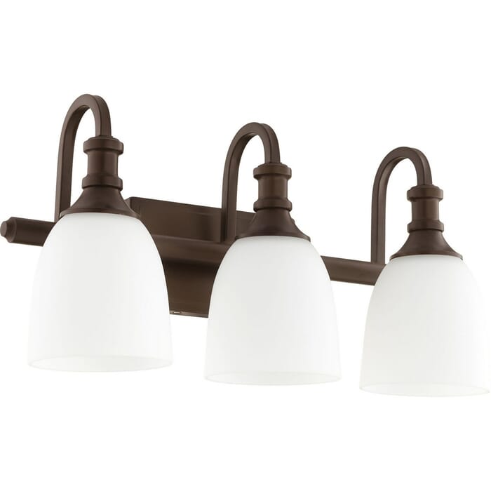 Quorum Richmond 3-Light Bathroom Vanity Light in Oiled Bronze Quorum Richmond 3-Light Bathroom Vanity Light in Oiled Bronze
