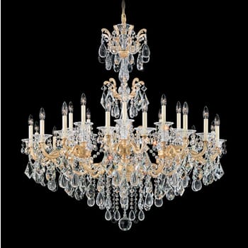 Schonbek La Scala 24-Light Chandelier in Parchment Gold with Clear Heritage Crystals