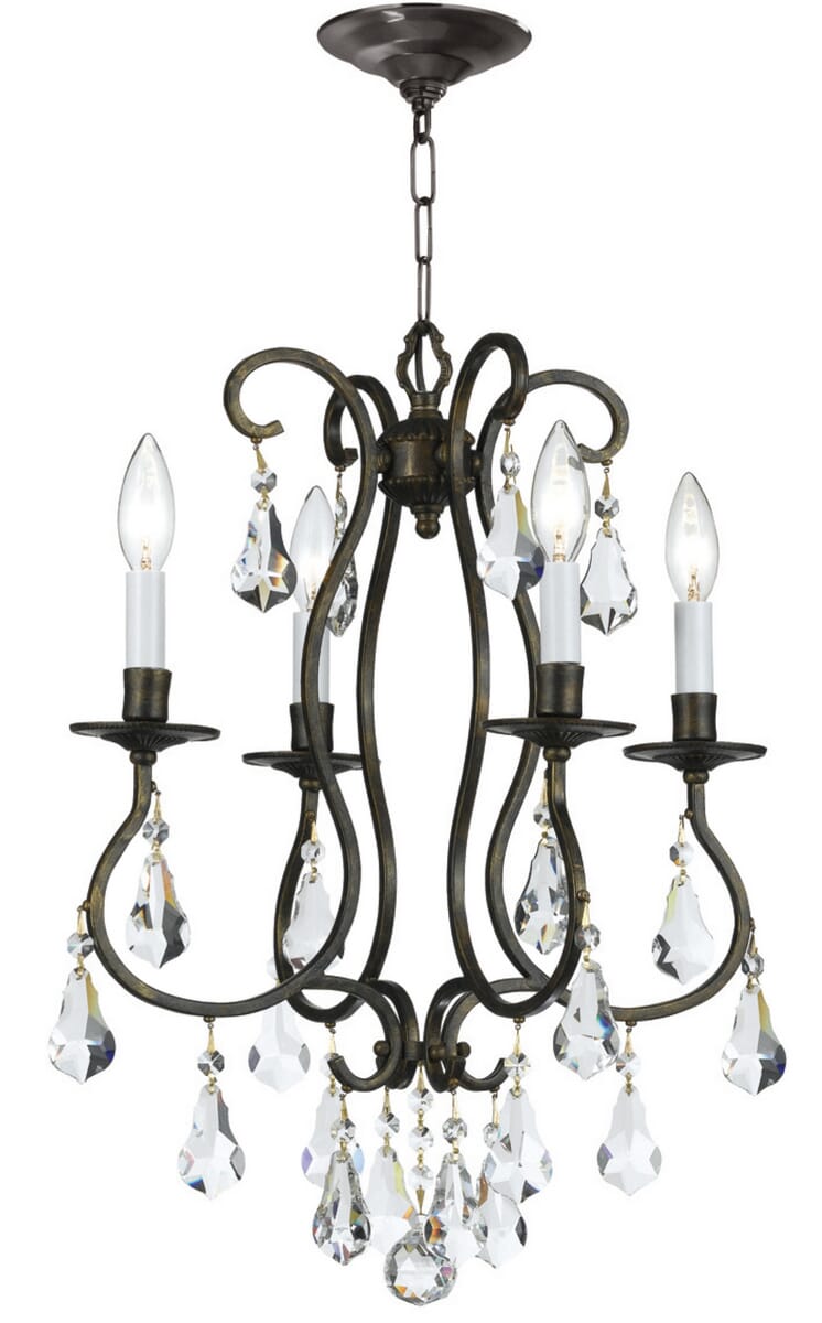 Ashton 4-Light 21"" Mini Chandelier in English Bronze with Clear Hand Cut Crystals -  Crystorama, 5014-EB-CL-MWP