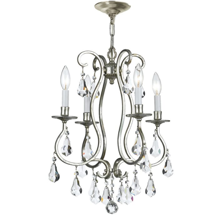 Crystorama Ashton 4-Light 21" Mini Chandelier in Olde Silver with Clear Hand Cut Crystals Crystorama Ashton 4-Light 21" Mini Chandelier in Olde Silver with Clear Hand Cut Crystals