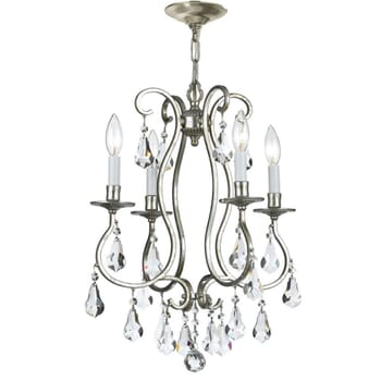 Crystorama Ashton 4-Light 21" Mini Chandelier in Olde Silver with Clear Hand Cut Crystals