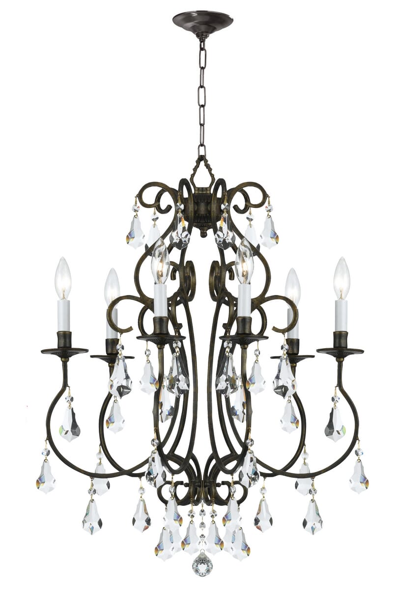 Ashton 6-Light 27"" Traditional Chandelier in English Bronze with Clear Hand Cut Crystals -  Crystorama, 5016-EB-CL-MWP