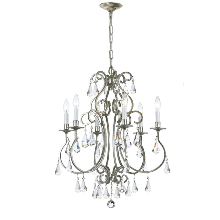Crystorama Ashton 6-Light 27" Traditional Chandelier in Olde Silver with Clear Hand Cut Crystals Crystorama Ashton 6-Light 27" Traditional Chandelier in Olde Silver with Clear Hand Cut Crystals