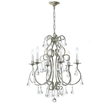 Crystorama Ashton 6-Light 27" Traditional Chandelier in Olde Silver with Clear Hand Cut Crystals