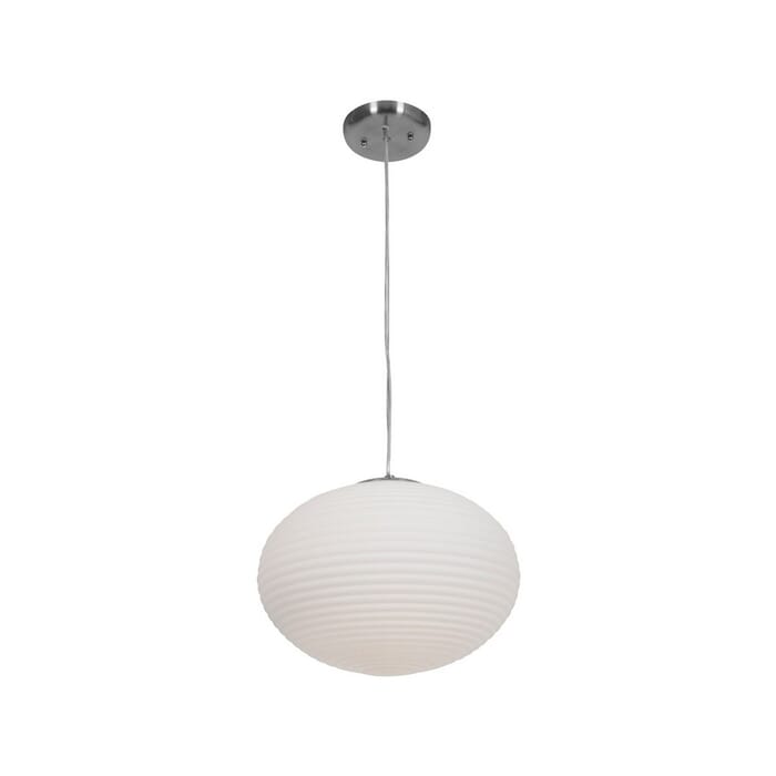 Access Callisto 2-Light Ribbed Glass Pendant in Brushed Steel Access Callisto 2-Light Ribbed Glass Pendant in Brushed Steel