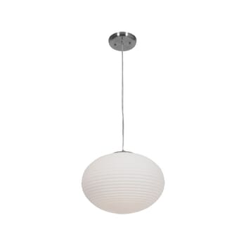 Access Callisto 2-Light Ribbed Glass Pendant in Brushed Steel