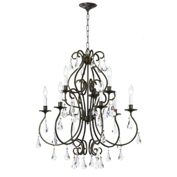 Crystorama Ashton 9-Light 31" Traditional Chandelier in English Bronze with Clear Hand Cut Crystals