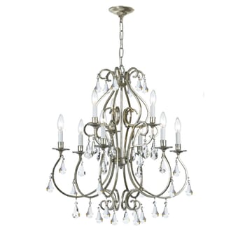 Crystorama Ashton 9-Light 31" Traditional Chandelier in Olde Silver with Clear Hand Cut Crystals