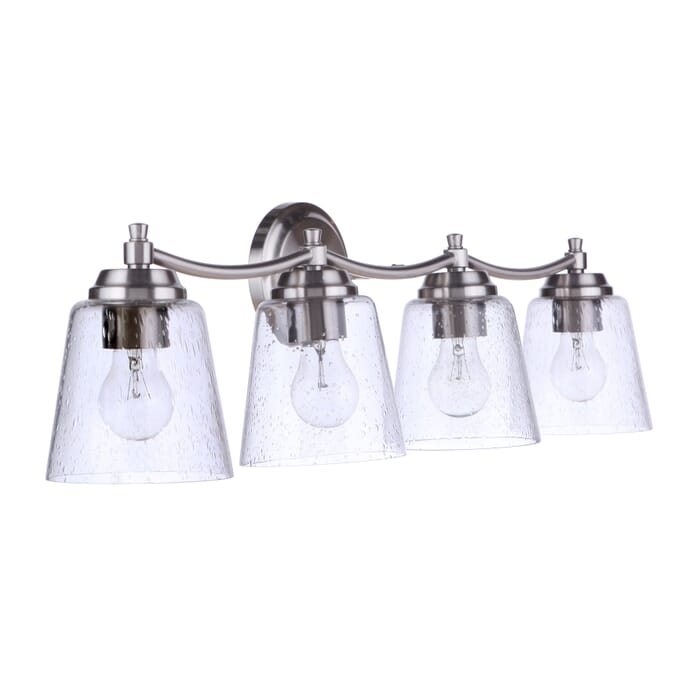 Craftmade Tyler 4-Light Bathroom Vanity Light in Brushed Polished Nickel Craftmade Tyler 4-Light Bathroom Vanity Light in Brushed Polished Nickel