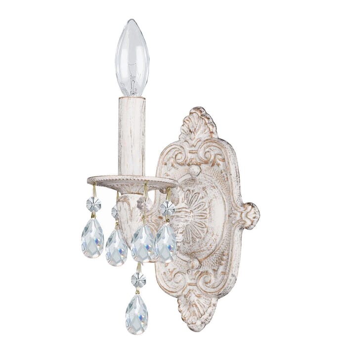 Crystorama Paris Market 10" Wall Sconce in Antique White with Clear Spectra Crystals Crystorama Paris Market 10" Wall Sconce in Antique White with Clear Spectra Crystals