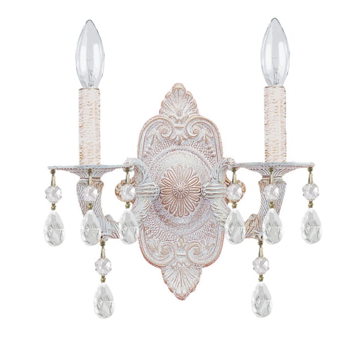Crystorama Paris Market 2-Light Crystal Wall Sconce in Antique White Crystorama Paris Market 2-Light Crystal Wall Sconce in Antique White