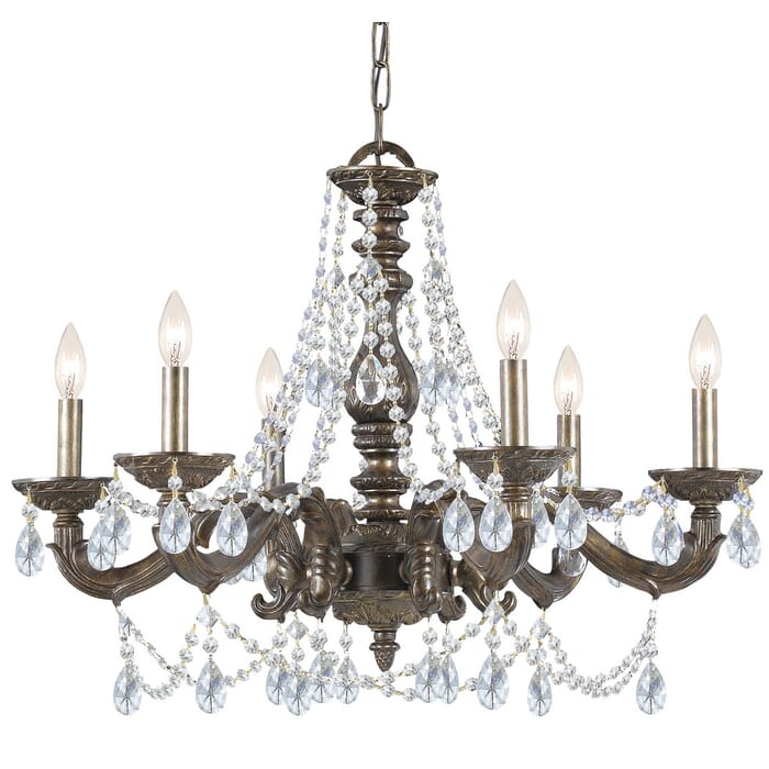 Crystorama Paris Market 6-Light 22" Transitional Chandelier in Venetian Bronze with Clear Hand Cut Crystals Crystorama Paris Market 6-Light 22" Transitional Chandelier in Venetian Bronze with Clear Hand Cut Crystals