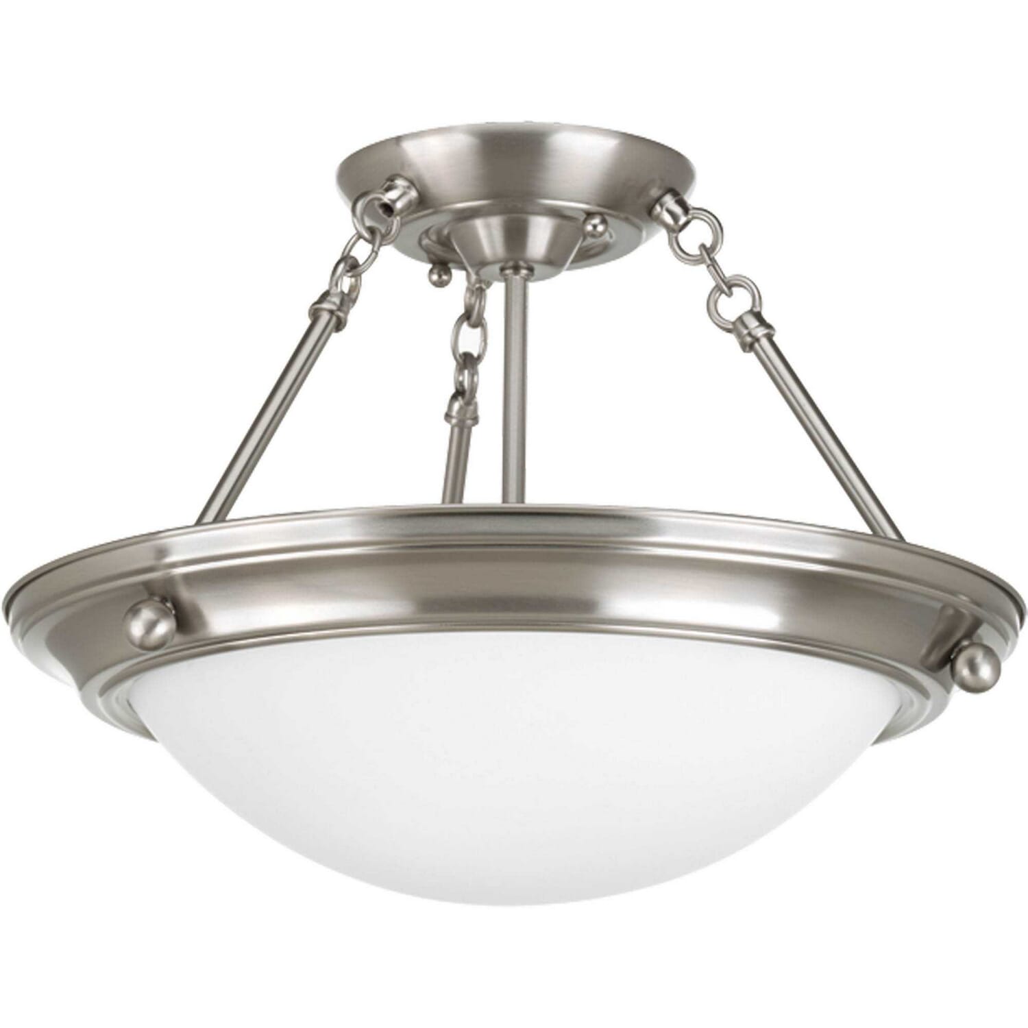 Brushed Nickel Two Light Semi-Flush Mount from the Eclipse Collection